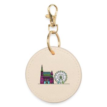 Silhouette de la ville de Vienne Art de la cathédrale Saint-Étienne - Porte-clés rond - huître - Devant