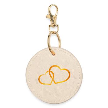 Hearts, outlines, wedding motifs - Round Keyring - oyster - Front