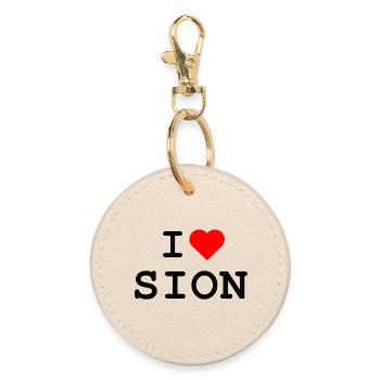 I love Sion - Ich liebe Sion - Round Keyring - oyster - Front