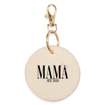 Mom since 2026 - Round Keyring - oyster - Front