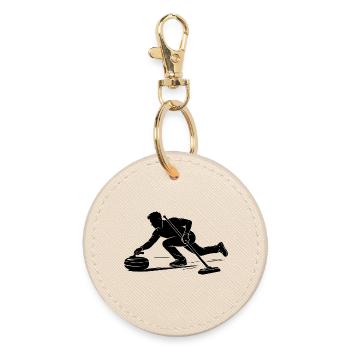Curling Spieler Sport Wintersport Eis Präzision - Runder Schlüsselanhänger - Auster - Vorne