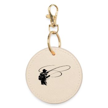 Silhouette de pêche à la mouche – Conception du pêcheur - Porte-clés rond - huître - Devant