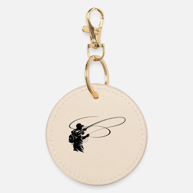 Silhouette de pêche à la mouche – Conception du pêcheur - Porte-clés rond - huître