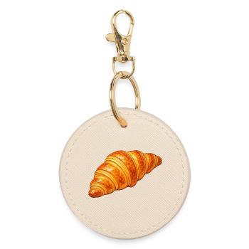 Croissant Illustration Goldbraunes Gebäck  - Runder Schlüsselanhänger - Auster - Vorne