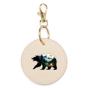 Ursine Adventure: Mountain Camping - Round Keyring - oyster - Front
