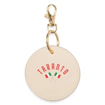 Taranto Crossed Italian Flags Emblem - Round Keyring - oyster - Front