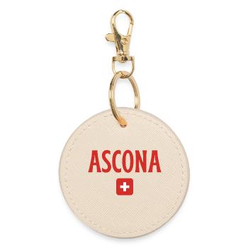 Ascona Schweiz Flagge - Runder Schlüsselanhänger - Auster - Vorne