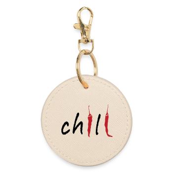 Chili Pepper Minimal Spicy Typography Food Design - Round Keyring - oyster - Front