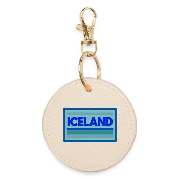 Iceland Blau Stripes Grafik - Runder Schlüsselanhänger - Auster - Vorne