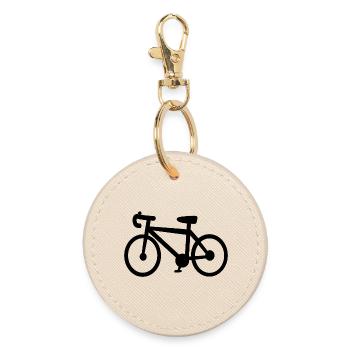 Minimal Bicycle Silhouette - Round Keyring - oyster - Front