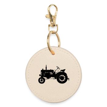 Traktor Vintage - Runder Schlüsselanhänger - Auster - Vorne