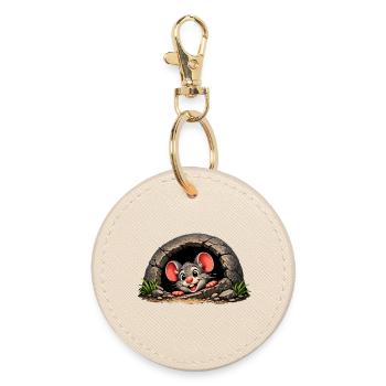 Petite souris sortie du trou - Porte-clés rond - huître - Devant