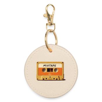 Mixtape Retro Kassette - Runder Schlüsselanhänger - Auster - Vorne