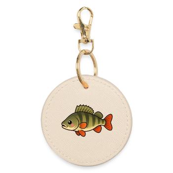 Cute Perch Kids Fishing Design - Round Keyring - oyster - Front