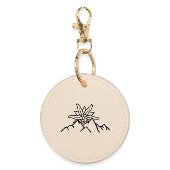 Logo Sonne Bergblume - Runder Schlüsselanhänger - Auster - Vorne
