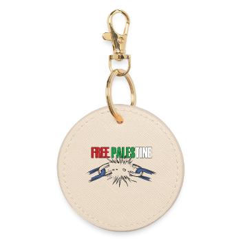 Free Palestina Chain Break Symbol - Round Keyring - oyster - Front