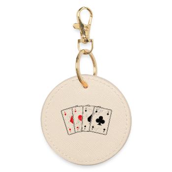 Karo- Herz- Pik- Kreuz-As Kartenspiel Poker Profi - Runder Schlüsselanhänger - Auster - Vorne