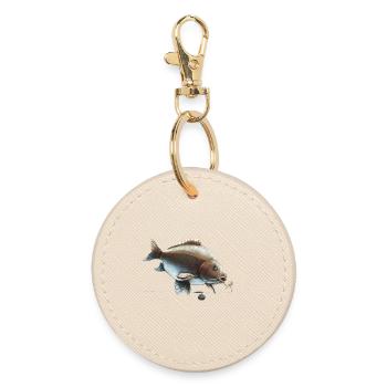 Mirror Carp Ronnie Rig Fishing Design - Round Keyring - oyster - Front