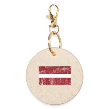 Lettland Flagge Fahne Grunge Retro Vintage - Runder Schlüsselanhänger - Auster - Vorne