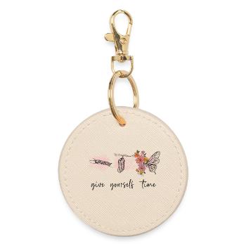 Give Yourself Time - Round Keyring - oyster - Front