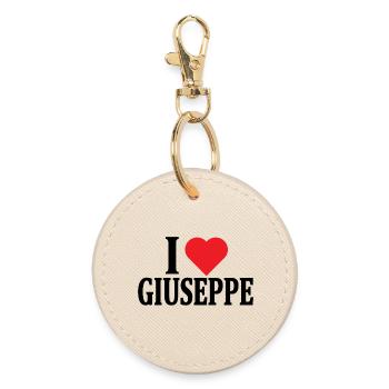 T-Shirt Ich liebe Giuseppe T-Shirt Geschenkidee - Runder Schlüsselanhänger - Auster - Vorne