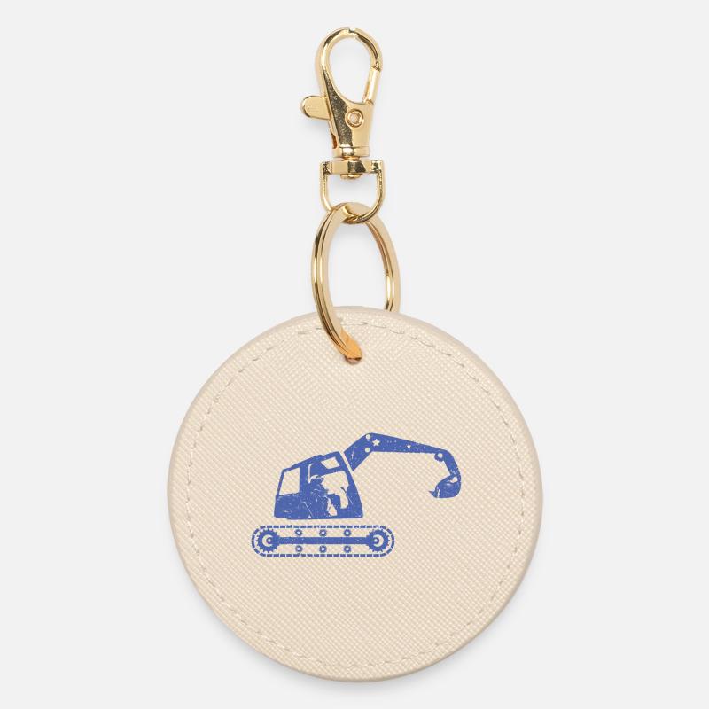 Excavator Excavator Operator Construction Equipment Operator - Round Keyring - oyster
