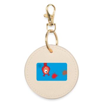 Monstre rouge et éclaboussures de couleur - Bleu - Porte-clés rond - huître - Devant
