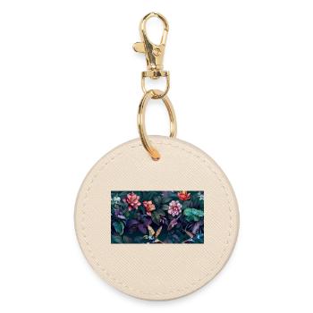 Nachtaktive tropische Blumen Kolibris - Runder Schlüsselanhänger - Auster - Vorne