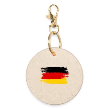 Deutschlandflagge, Viva Germany, ein Symbol der Einheit - Runder Schlüsselanhänger - Auster - Vorne