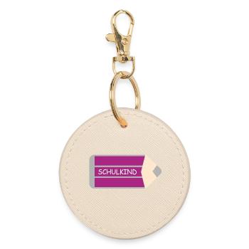 Schoolchild - Pen Violet Grey - Personalizable - Round Keyring - oyster - Front