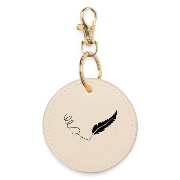 The Black Feather - Round Keyring - oyster - Front