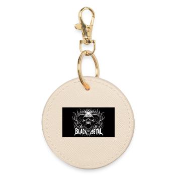 Motif Feu de Crâne Métal Noir - Porte-clés rond - huître - Devant