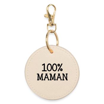 100% Mom - Mother's Day - Round Keyring - oyster - Front