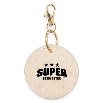 Super Schwester - Runder Schlüsselanhänger - Auster - Vorne