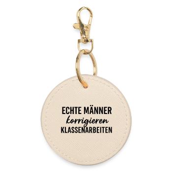 Echte Männer korrigieren Klassenarbeiten – Lehrer  - Runder Schlüsselanhänger - Auster - Vorne
