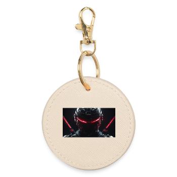 Cybernetic Nighttime Futuristic Clothing - Round Keyring - oyster - Front