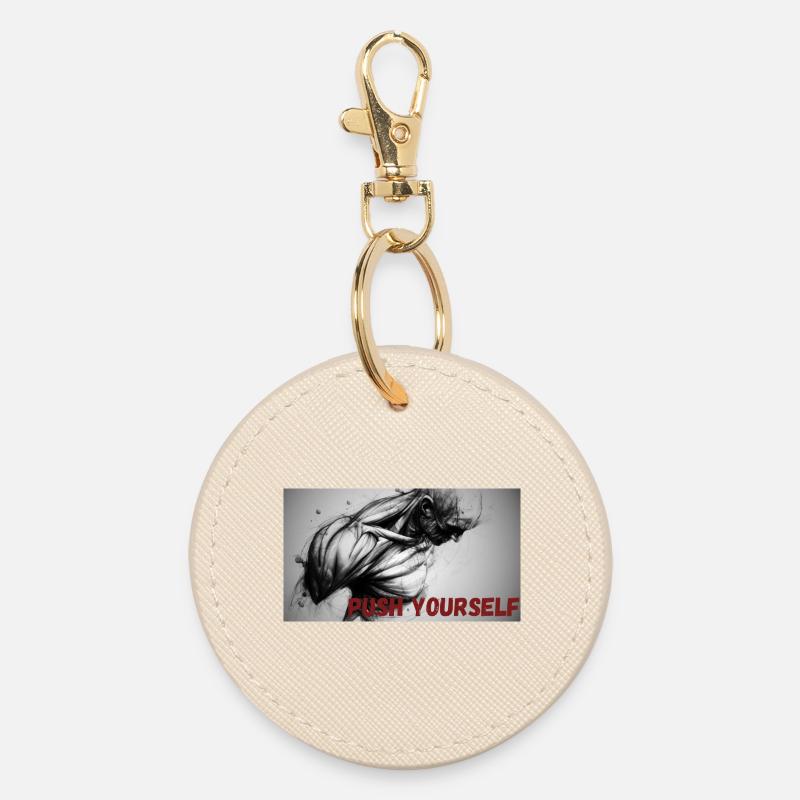Motif dynamique en noir et blanc avec dicton motivant - Porte-clés rond - huître