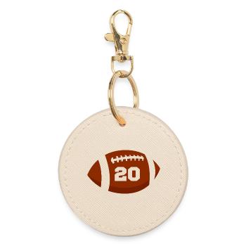 Rugby Number 20 - 20th Rugby Anniversary - Round Keyring - oyster - Front