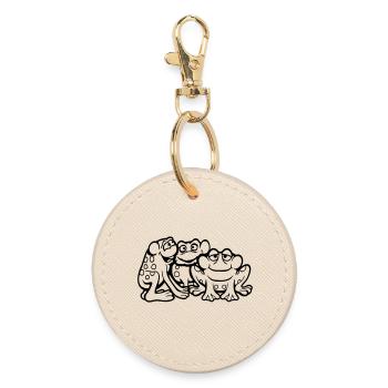 3 Frogs Team Toad Friends Cool Crew Funny Cute - Round Keyring - oyster - Front