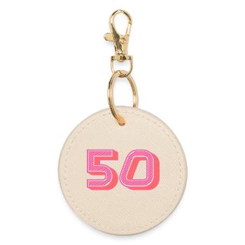 50. 50 JAHRE. 50-JÄHRIGES JUBILÄUM. 50-JÄHRIGES JUBILÄUM. - Runder Schlüsselanhänger - Auster - Vorne