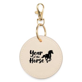 Year of the Horse Horse Lettering - Round Keyring - oyster - Front