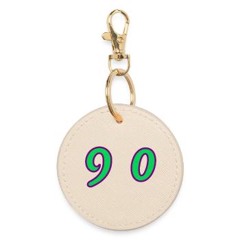 90. 90 JAHRE. 90-JÄHRIGES JUBILÄUM. 90-JÄHRIGES JUBILÄUM. - Runder Schlüsselanhänger - Auster - Vorne