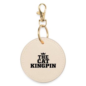 The Cat Kingpin Fette Slab Serif-Kunst - Runder Schlüsselanhänger - Auster - Vorne
