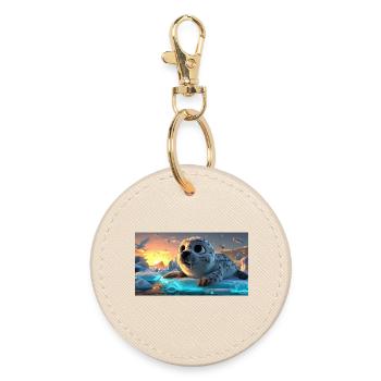 Süßes Robbenbaby auf Eisscholle - Round Keyring - oyster - Front