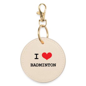 Badminton – Sport – Schläger - Runder Schlüsselanhänger - Auster - Vorne