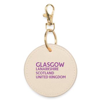 Glasgow – Scotland Textdesign - Round Keyring - oyster - Front