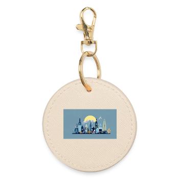 Sun City Skyline Illustration - Round Keyring - oyster - Front