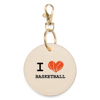 Ich liebe Basketball - Runder Schlüsselanhänger - Auster - Vorne