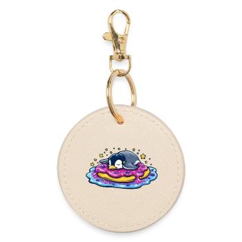 Pingouin endormi sur un donut - Porte-clés rond - huître - Devant
