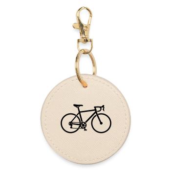 Road Bike Icon - Round Keyring - oyster - Front